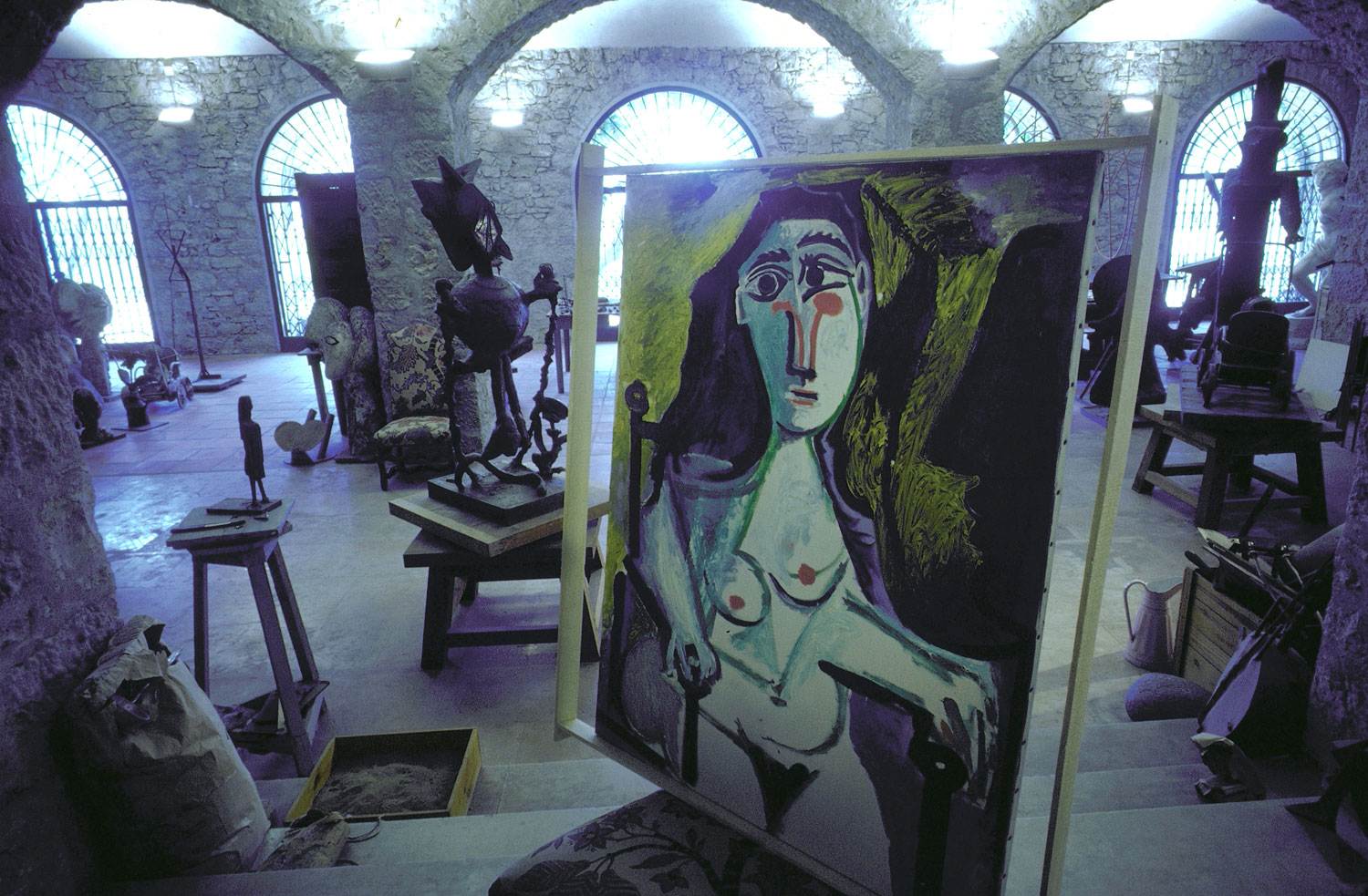 Interior of Picasso's workshop at Notre-Dame-de-Vie, Mougins, France, 1967.