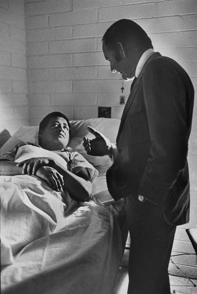 George McGovern with Cesar Chavez during the labor leader and activist's hunger strike in May 1972.