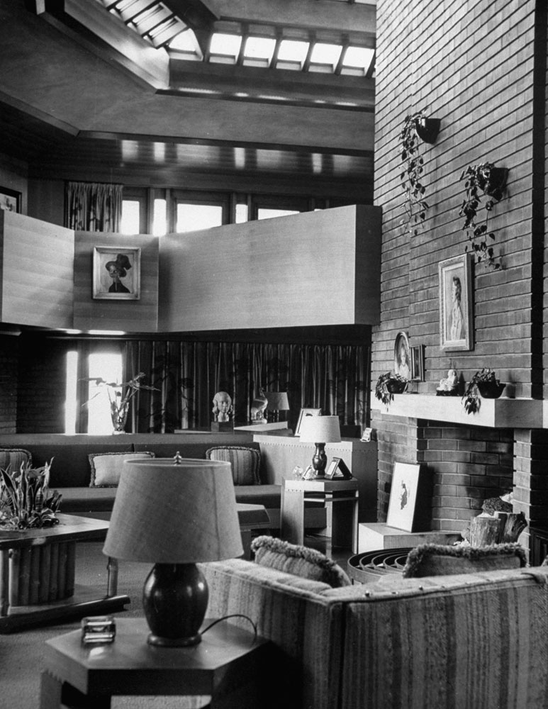 Interior of Frank Lloyd Wright house in Milwaukee, Wisconsin, 1946.
