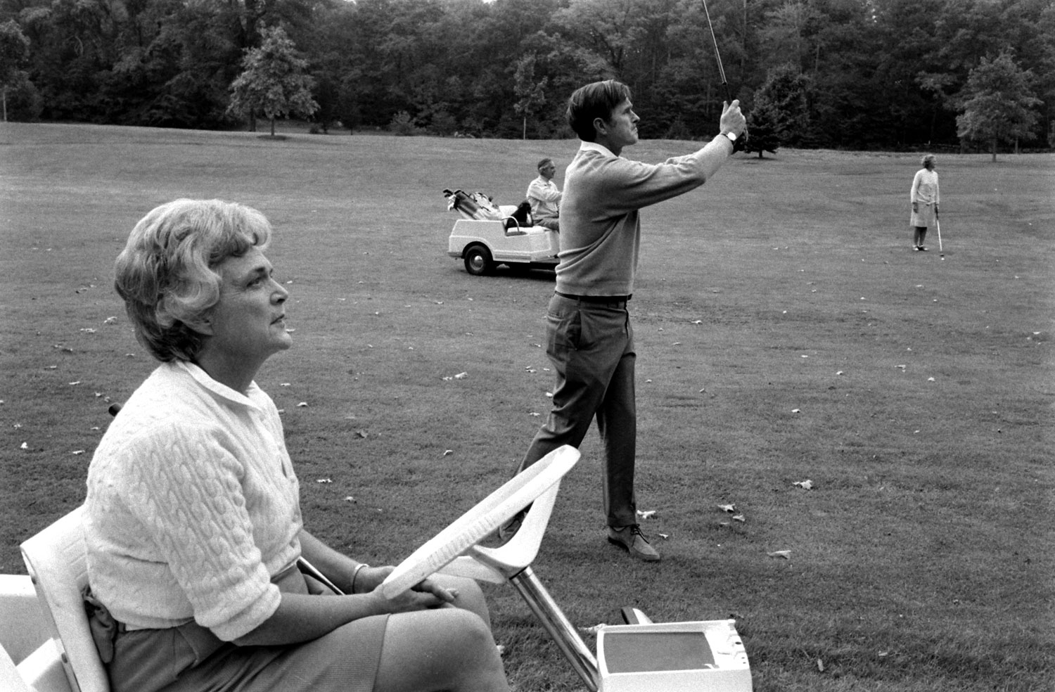 Future First Lady Barbara Bush on the golf course, 1971.