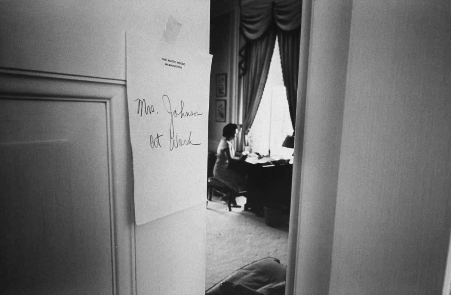 Mrs. Lyndon B. Johnson in the White House, 1965.