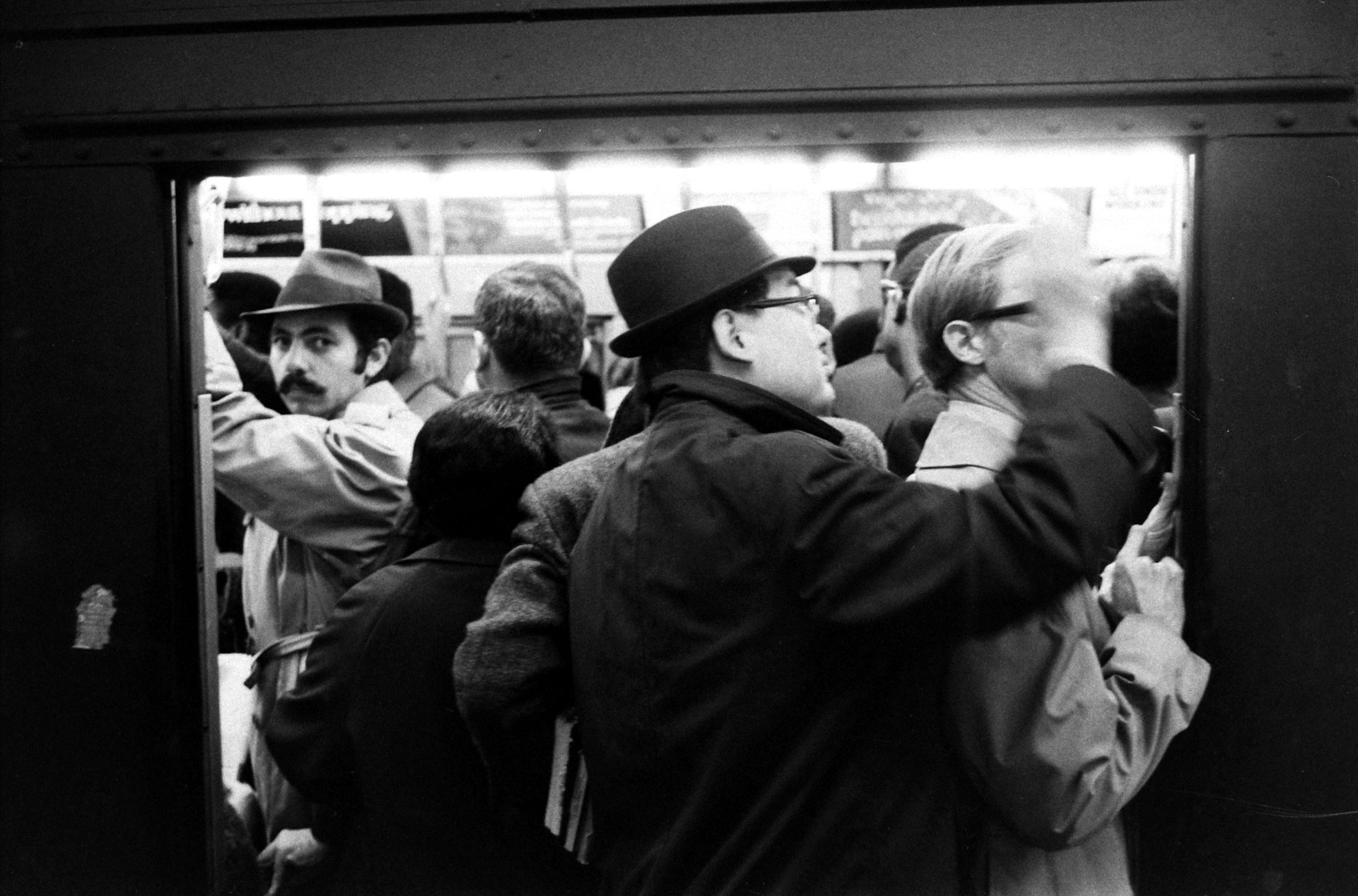 Scene on the New York subway, 1969.