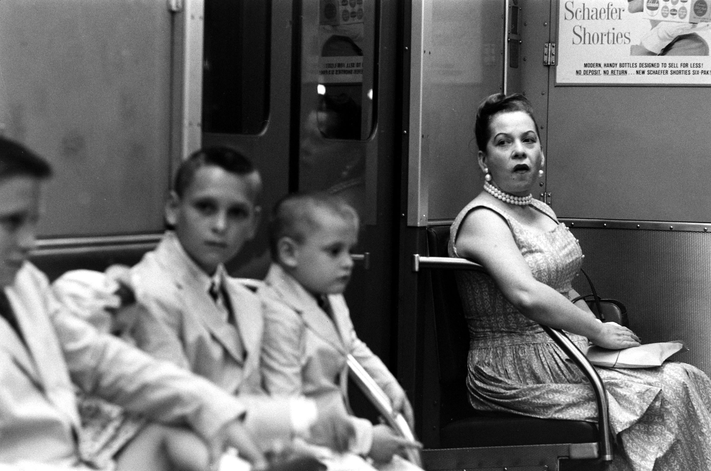 Scene on the New York subway, 1959.