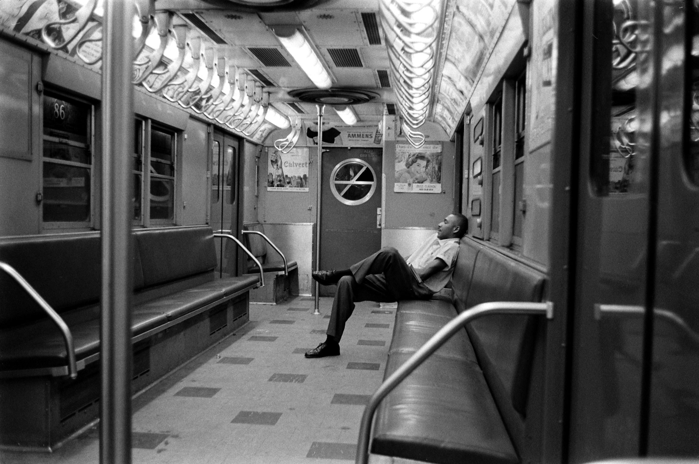 Scene on the New York subway, 1958.
