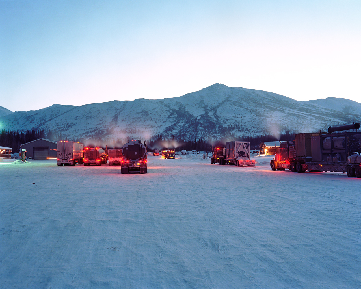 Image: Idling trucks, morning, Coldfoot, 2009.