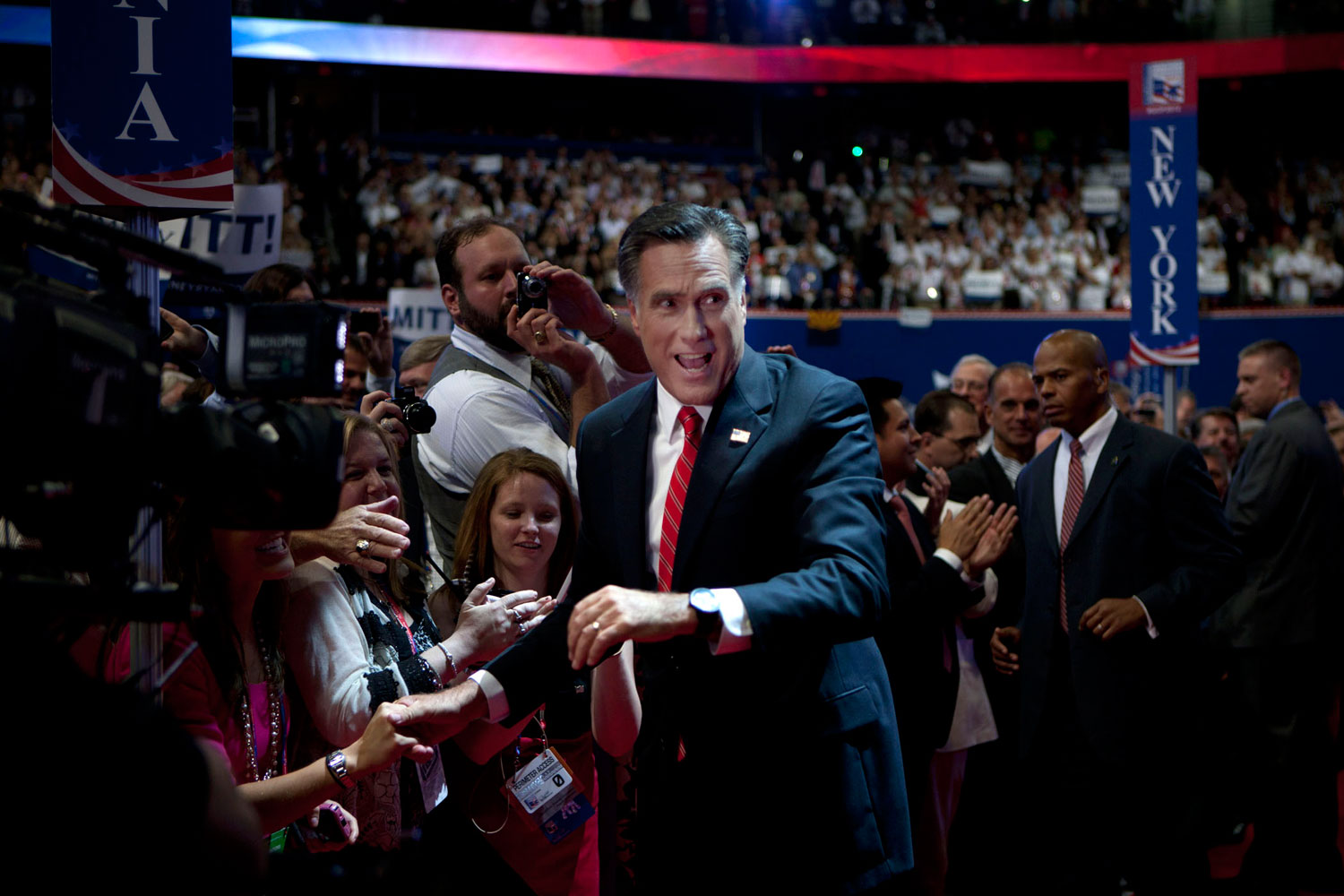 Image: Republican presidential candidate Mitt Romney is seen on the final night of the Republican National Convention in Tampa. Aug. 30, 2012.