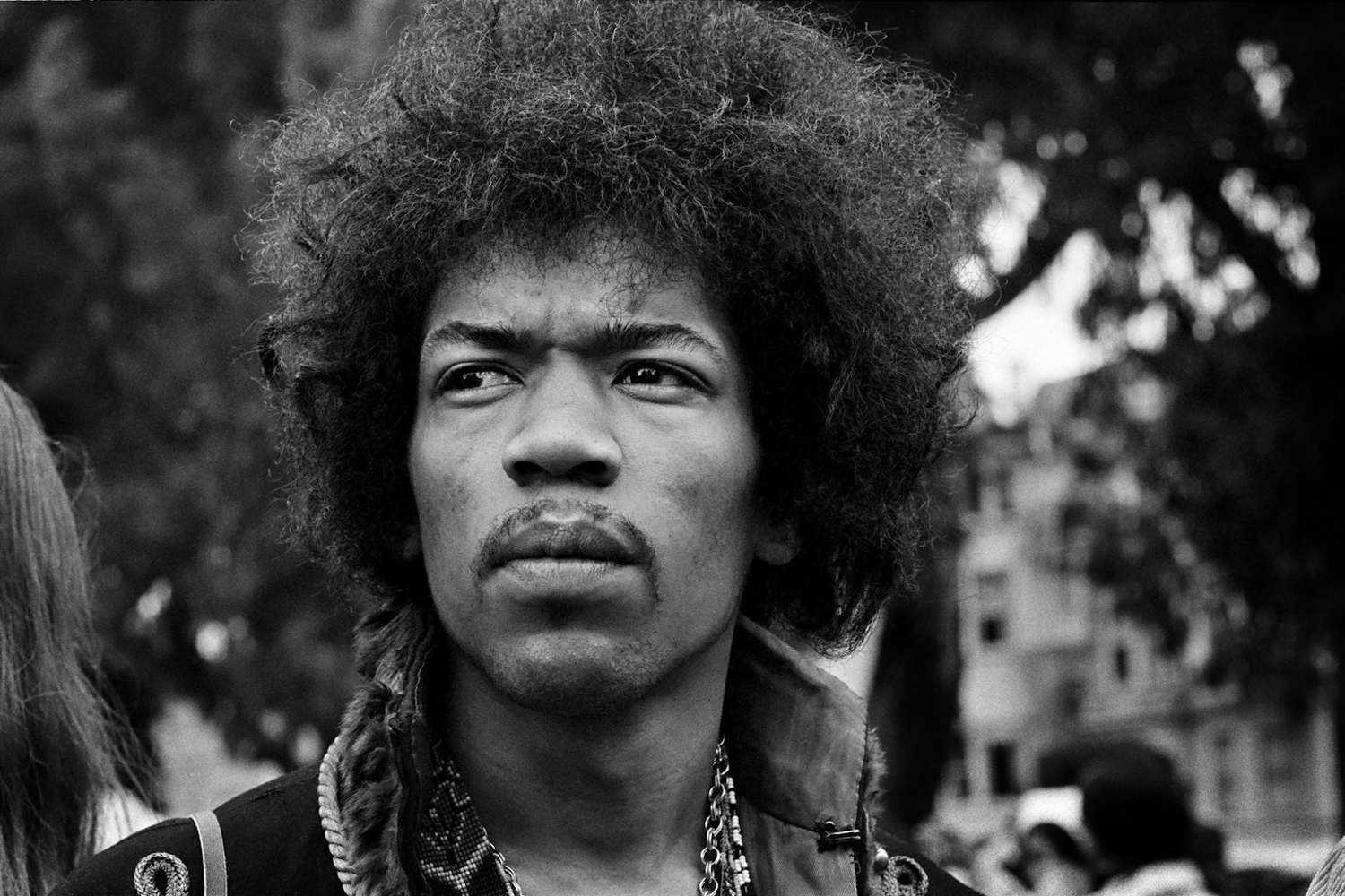 Jimi Hendrix at the Panhandle Free Concert in San Francisco, 1967.