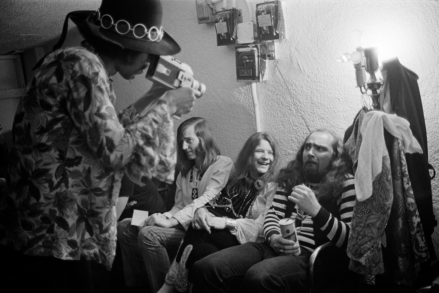 Image: Hendrix films Janis Joplin and Sam Andrew, Joplin's guitar player in Big Brother. Winterland, 1968.