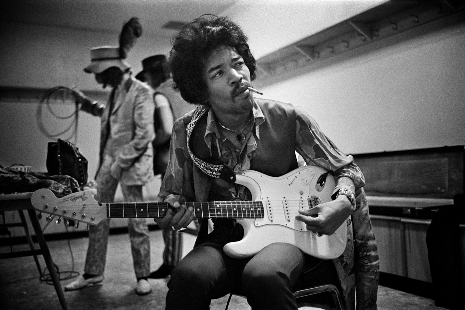 Jimi Hendrix, backstage at Winterland Ballroom, San Francisco, 1968.