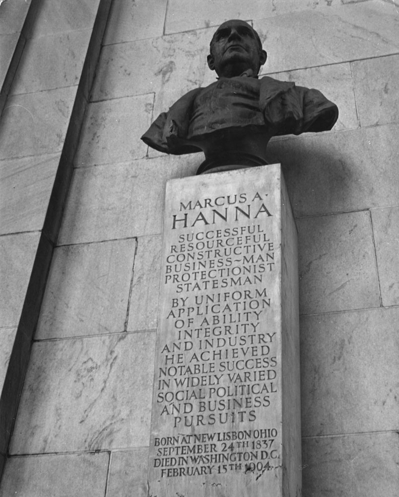 Statue of Marcus "Mark" Hanna, 19th-century GOP power broker — a "huge, roaring man," according to LIFE, "who hated greed and stubbornness in his own economic class."