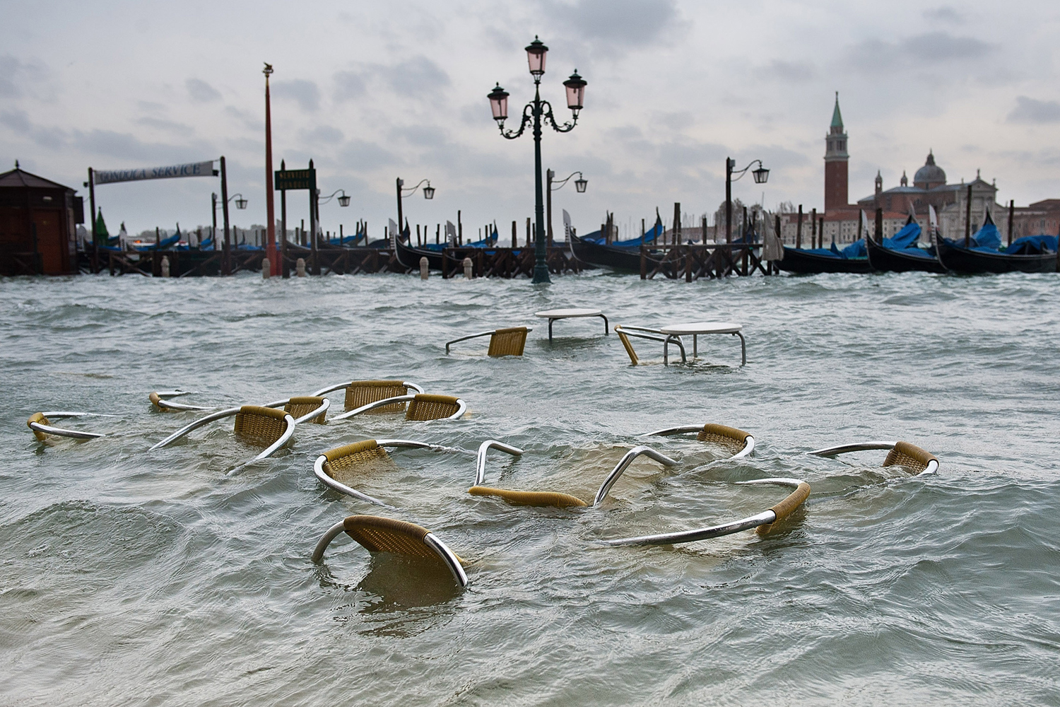 Image: Nov. 11, 2012. A view of St. Mark's Basin during covered by exceptionally high water in Venice.