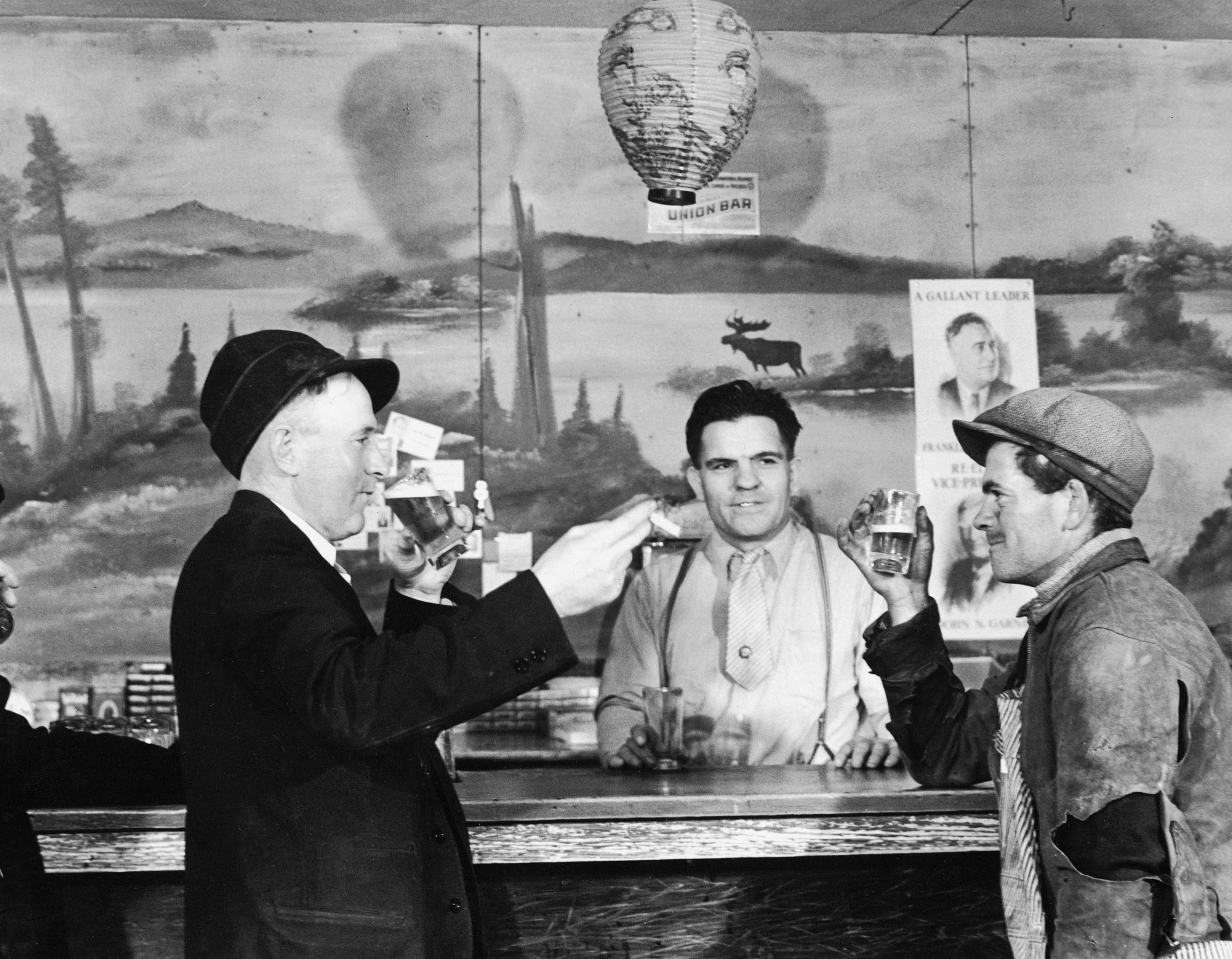 Drinking in Ed's Place, Montana, 1936.