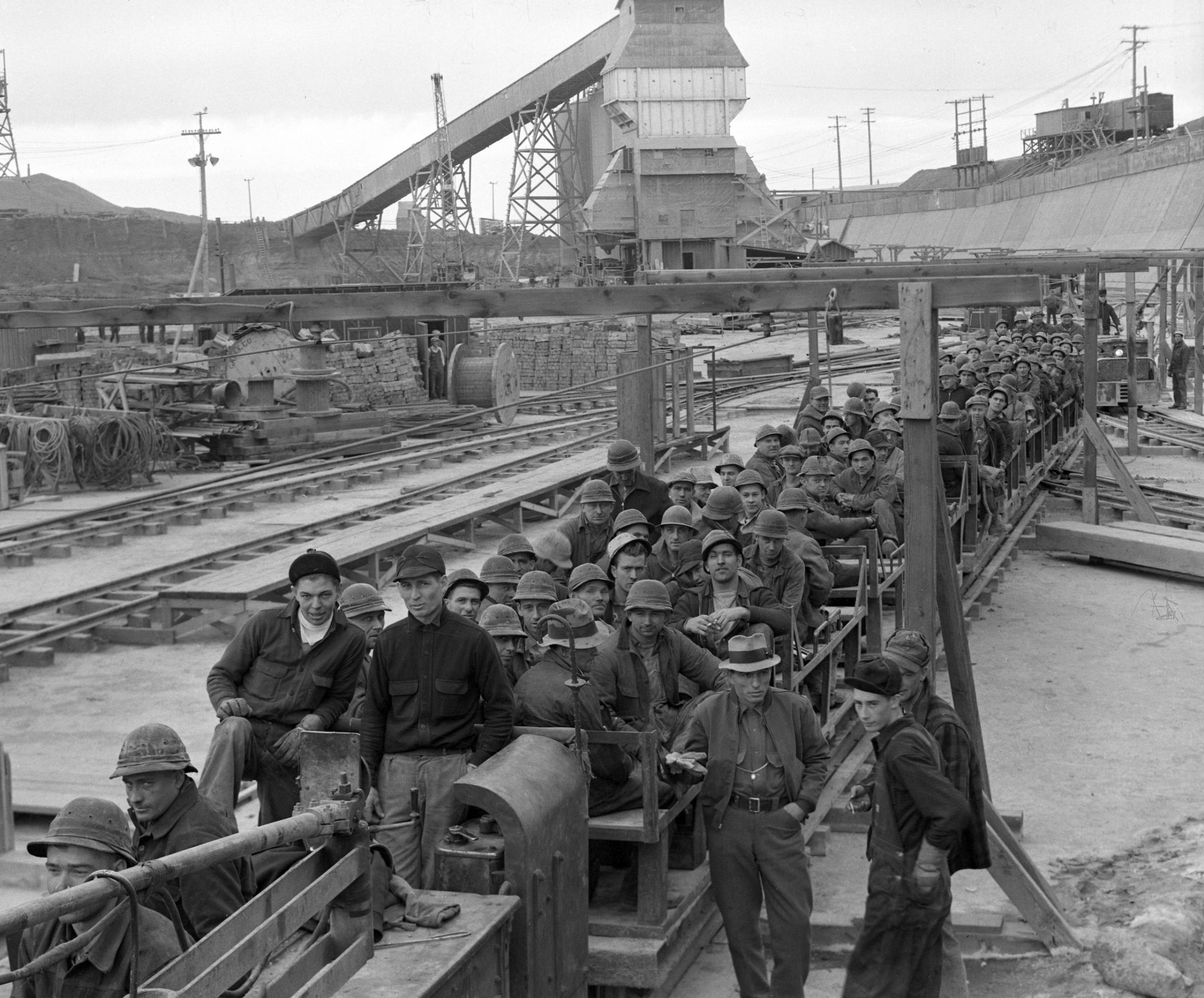 Construction of Fort Peck Dam, Montana, 1936.