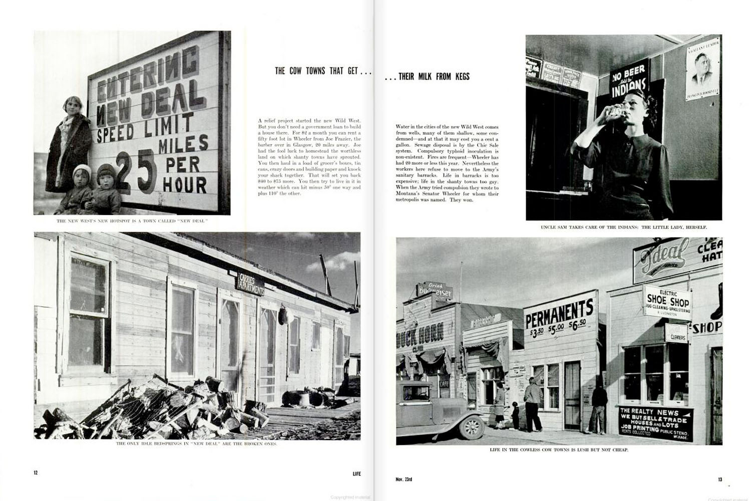 Page spreads from the inaugural, Nov. 23, 1936, issue of LIFE magazine.