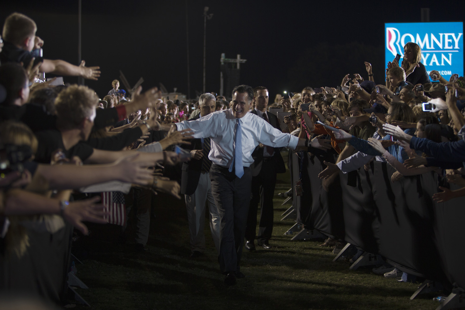 Image: Oct. 27, 2012. Presidential candidate, former Massachusetts Gov. Mitt Romney, Campaings in Land O' Lakes, Fla.
