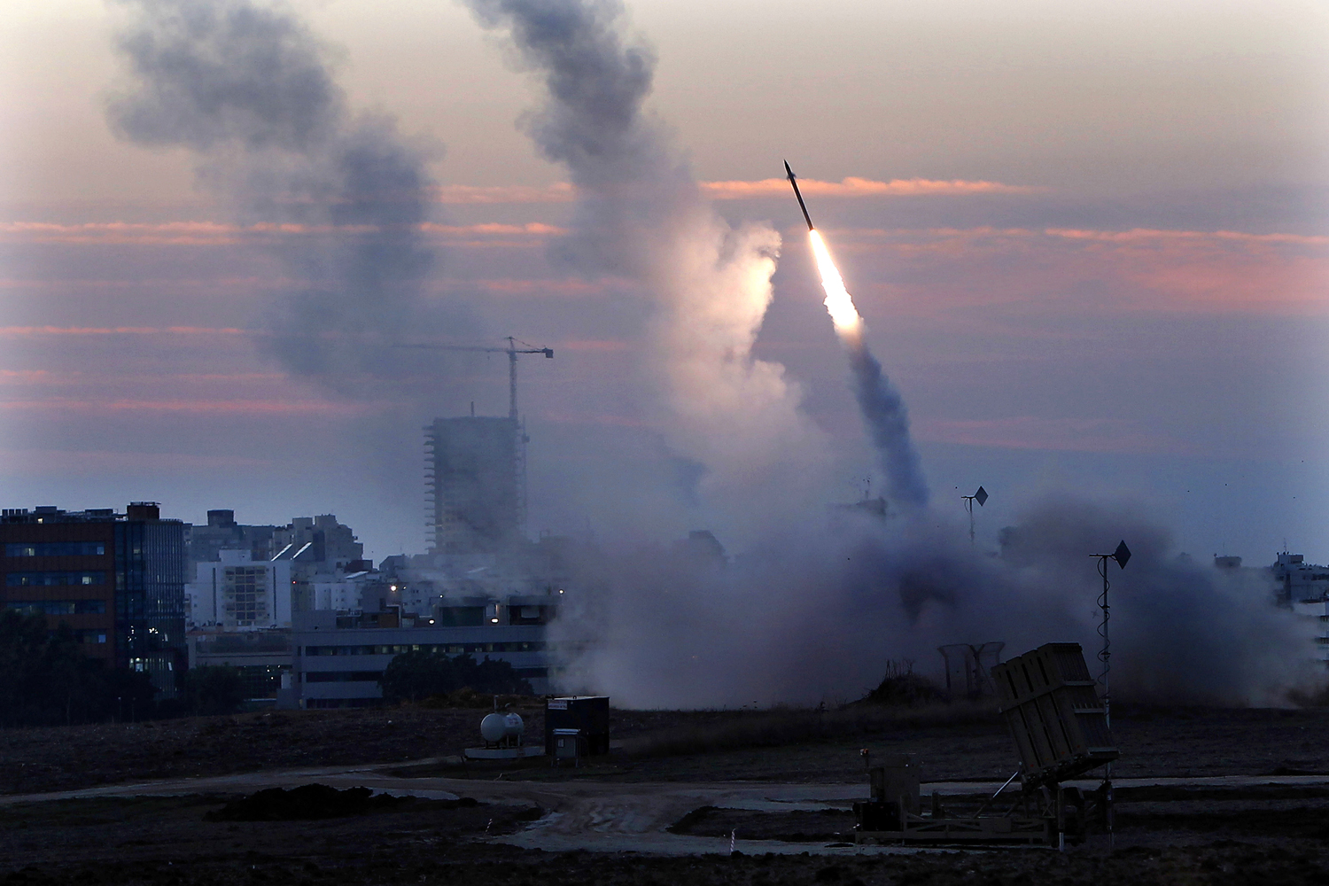Image: Nov. 15, 2012. The Iron Dome defense system fires to intercept incoming missiles from Gaza in the port town of Ashdod.
