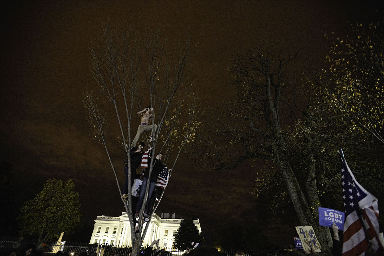 Image: Nov. 6, 2012. Obama supporters celebrate victory outside the White House.