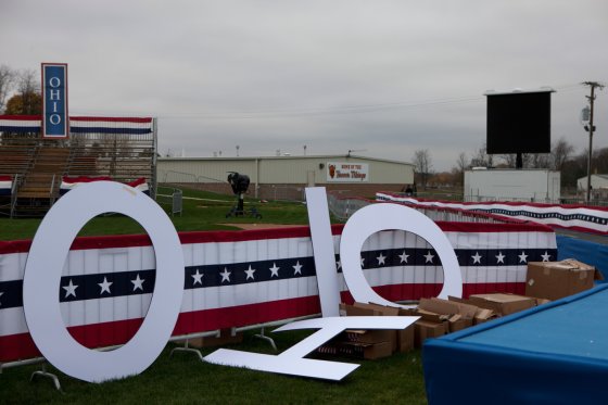 Oct. 26, 2012. Before a Romney-Ryan rally in Canton, Ohio.