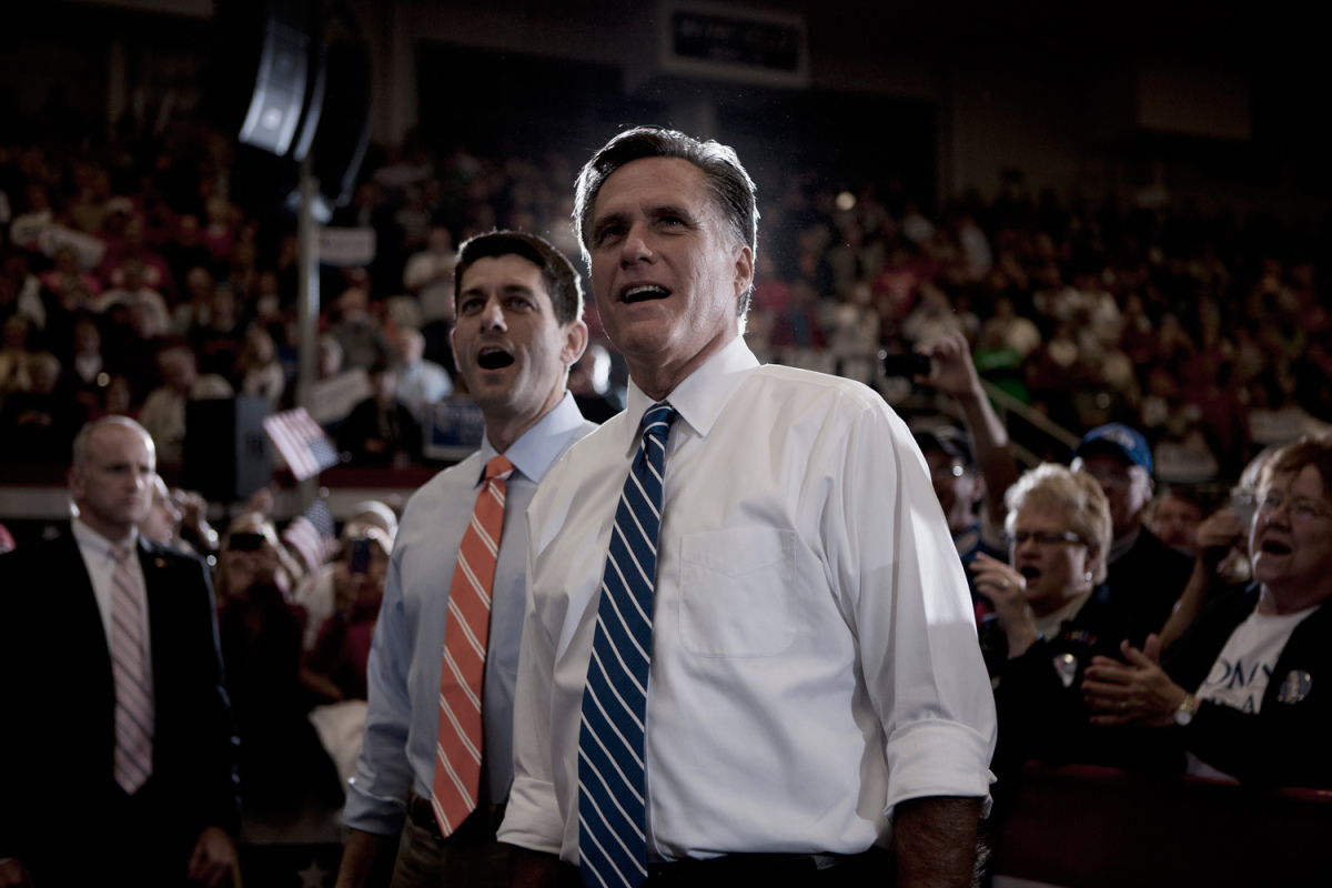 Oct. 28, 2012. Romney and Ryan address the crowd in Celina, Ohio.