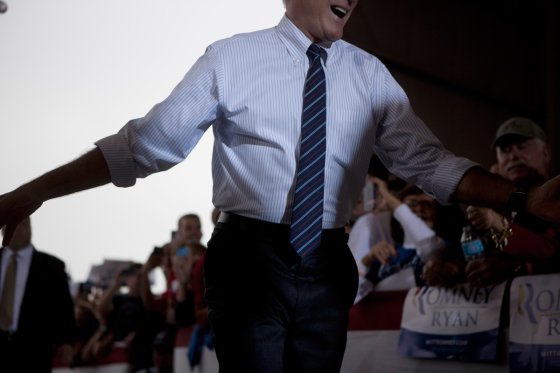 Nov. 5, 2012. One day before the election, former Massachusetts Gov. Mitt Romney campaigns in Sanford, Fla.