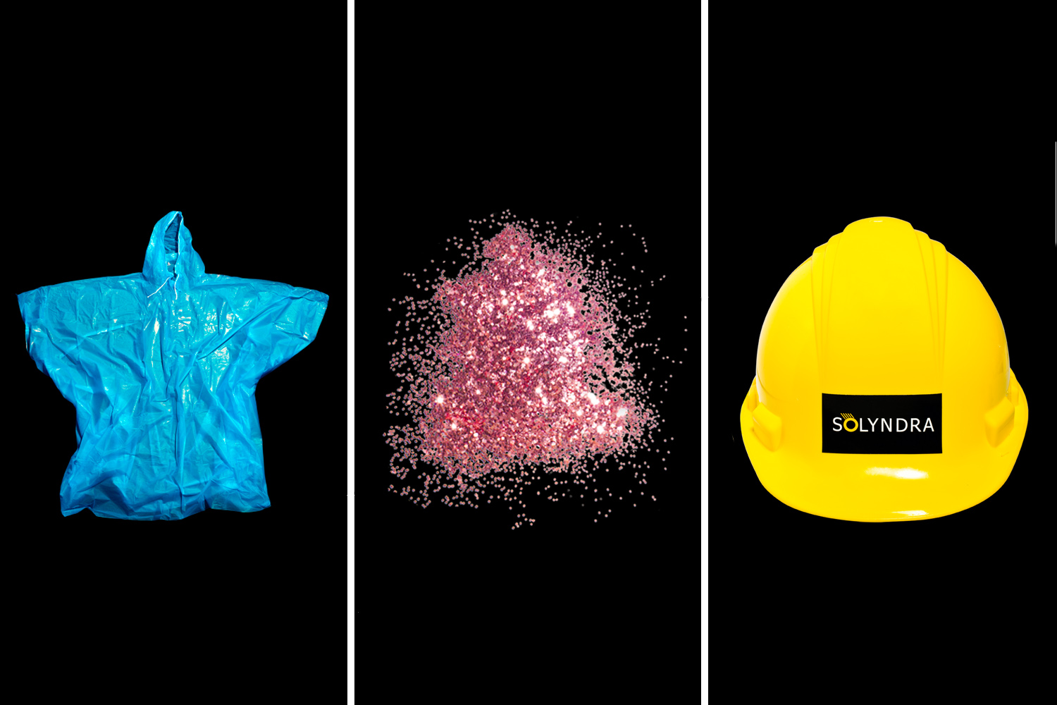 Image: Plastic Rain Poncho, Glitter Bomb and Solyndra Hard Hat