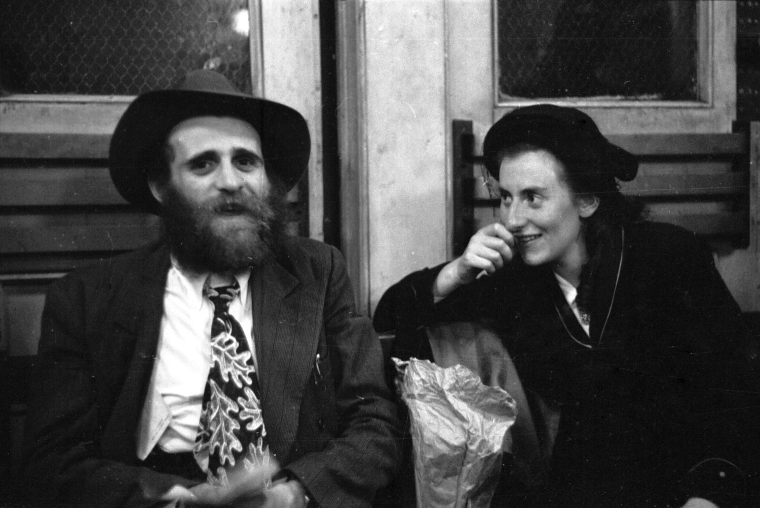 Rachel Pewzner, 20, and her 24-year-old husband, Schulim, at Ellis Island, 1950.