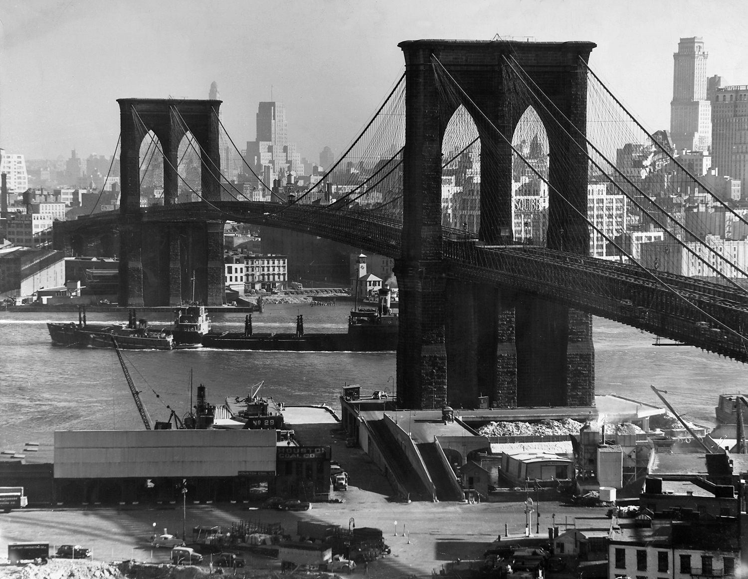 View of the Brooklyn Bridge from Manhattan, 1948.
