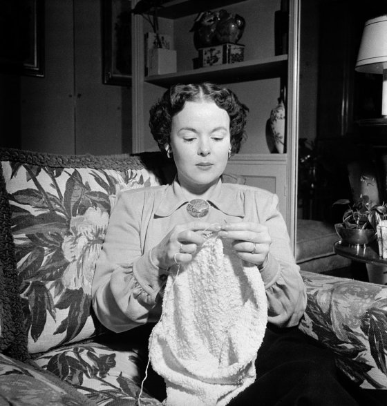 Mickey Cohen's wife, LaVonne, at home in Los Angeles, 1949.