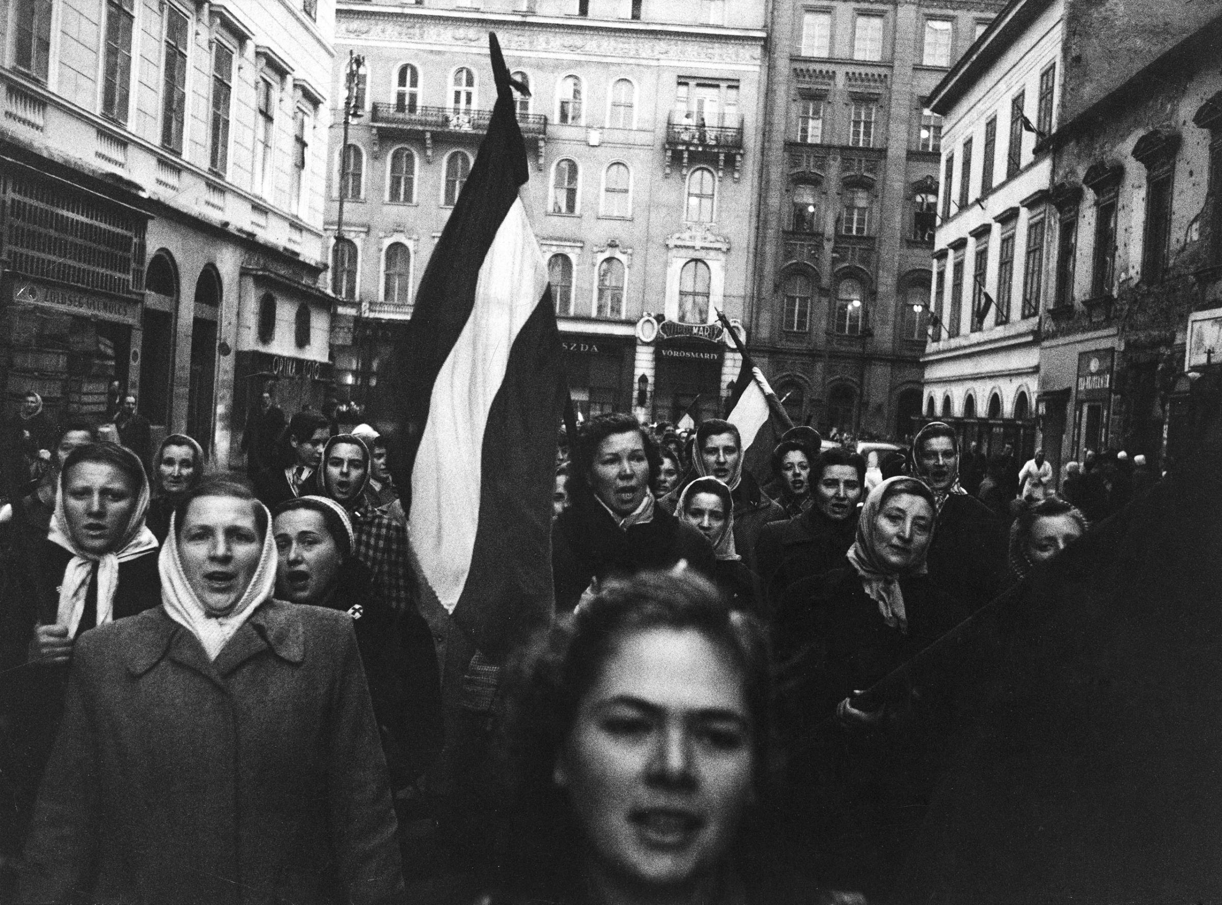 Women march in honor of countrymen who died fighting the Soviets during the Hungarian uprising of 1956.