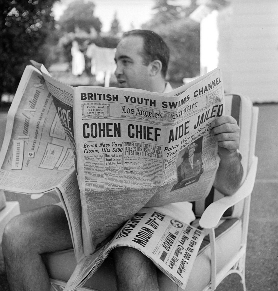 Mickey Cohen at home, 1949.