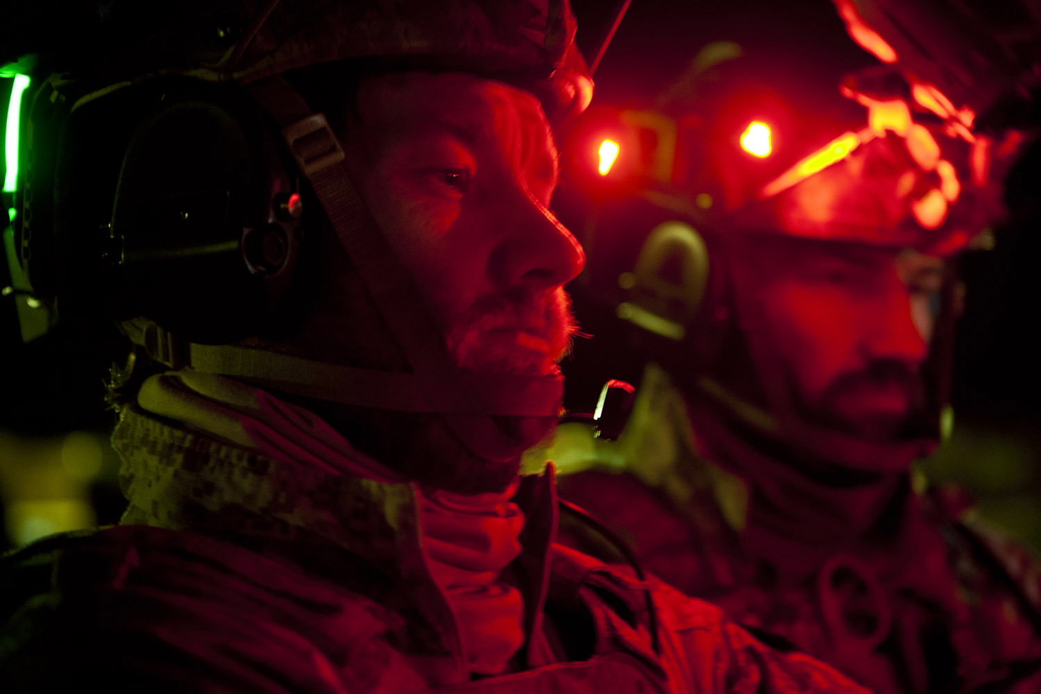 Flying a stealth blackhawk helicopter, Joel Edgerton (left), and his brother Nash Edgerton, play the SEAL Team Six soldiers raiding Osama Bin Laden's compound in Zero Dark Thirty.