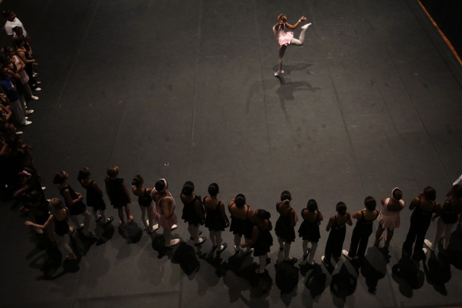 Students attend a masterclass with dancers of the Royal Opera House at the Rio de Janeiro Municipal Theatre