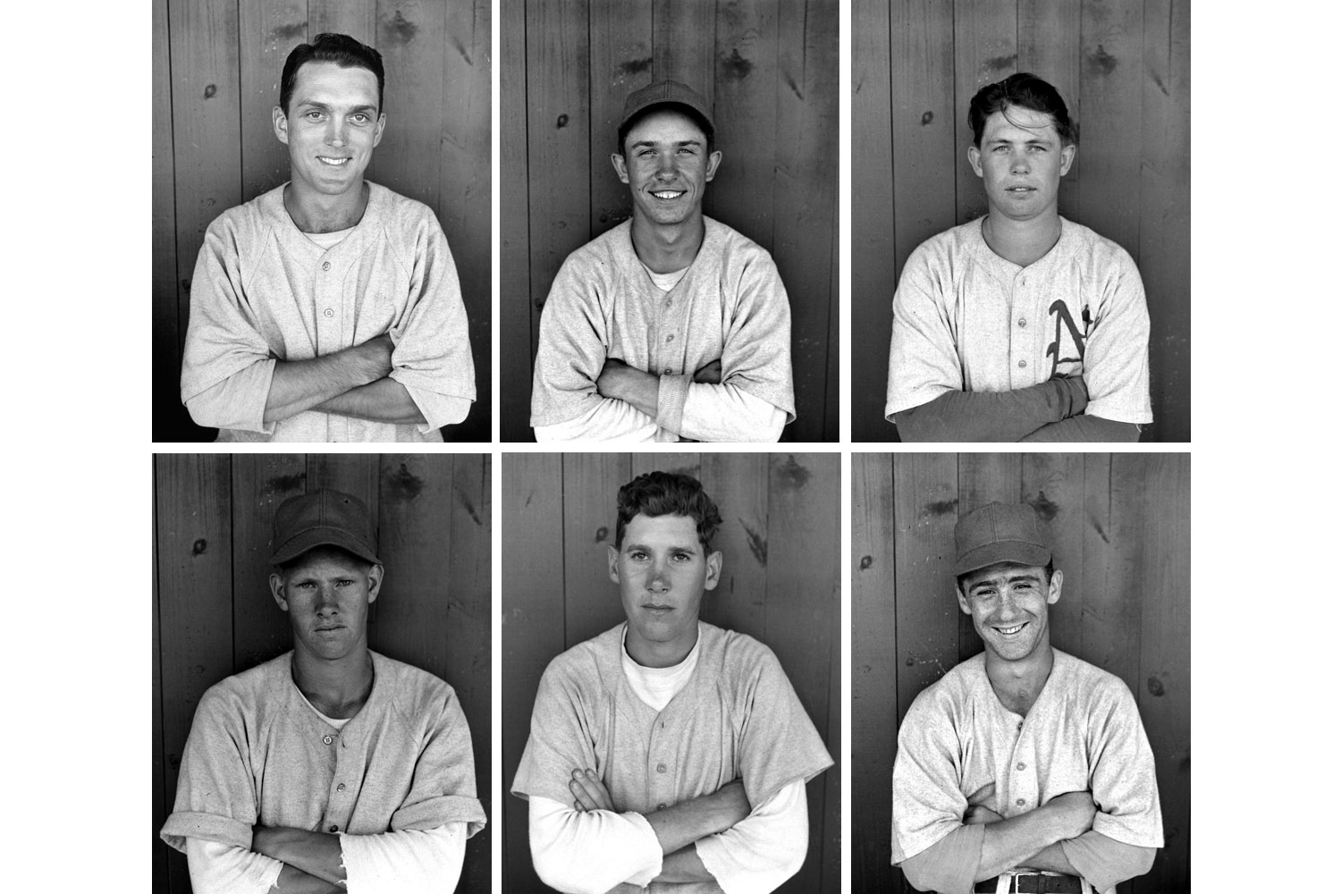 Top row, l-r: Pitchers Carl Erskine, Carroll Beringer, Edward Yasinski; bottom row, infielder Russ Rose, outfielder Bill Wolfe, outfielder Bernie Zender.