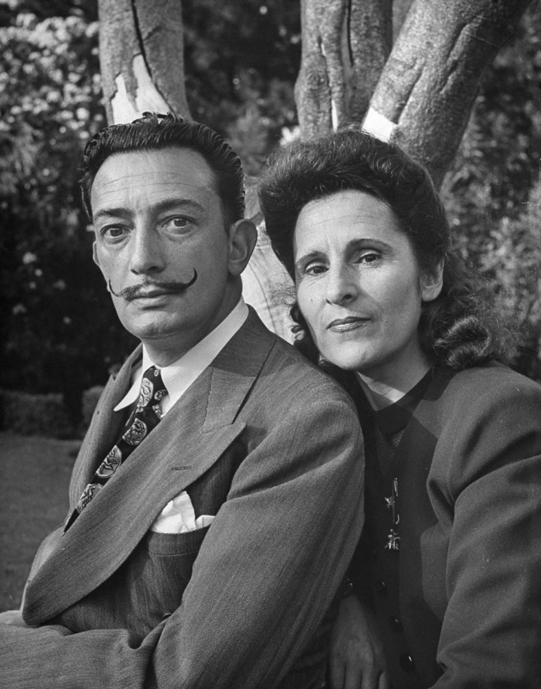 Salvador Dali with his wife Gala, 1945.
