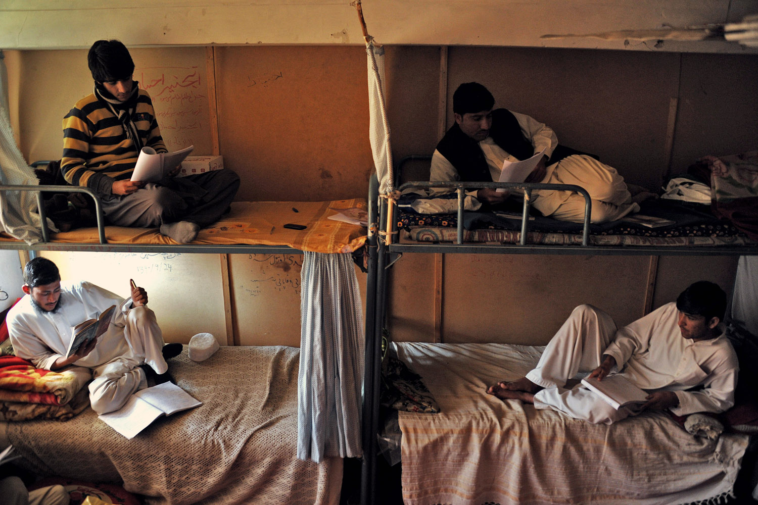 Feb. 23, 2013. Students study at a dormitory of Nangarhar university on the outskirts of Jalalabad, Afghanistan.