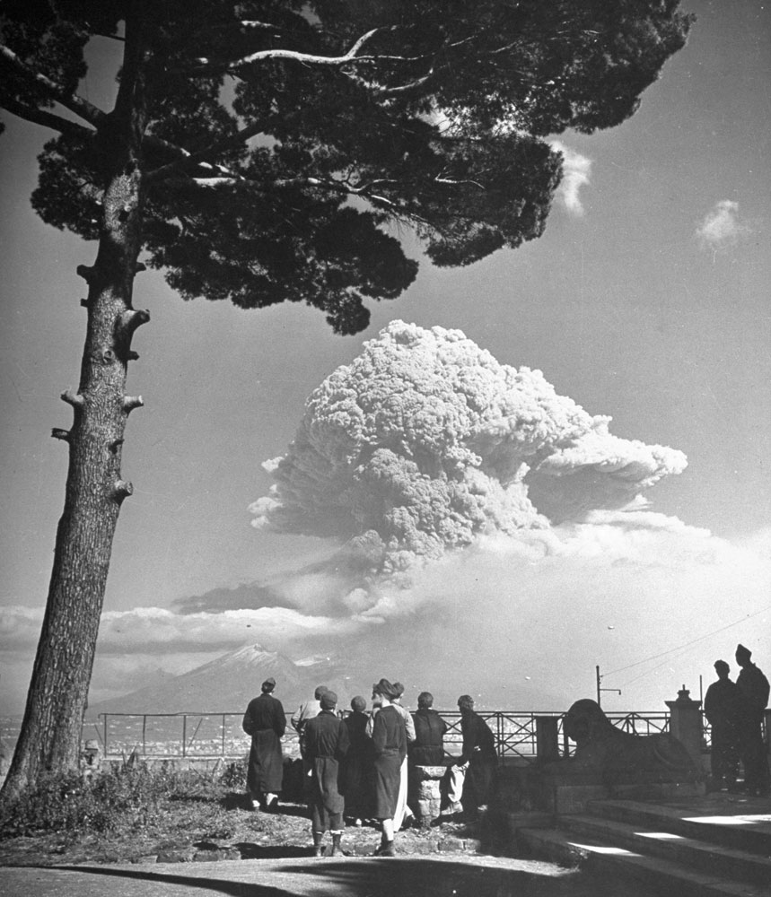 Watching the 1944 eruption of Mt. Vesuvius, Italy.