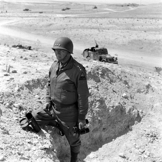 American Lt. Gen. (later General) George S. Patton in North Africa during WWII, 1943.