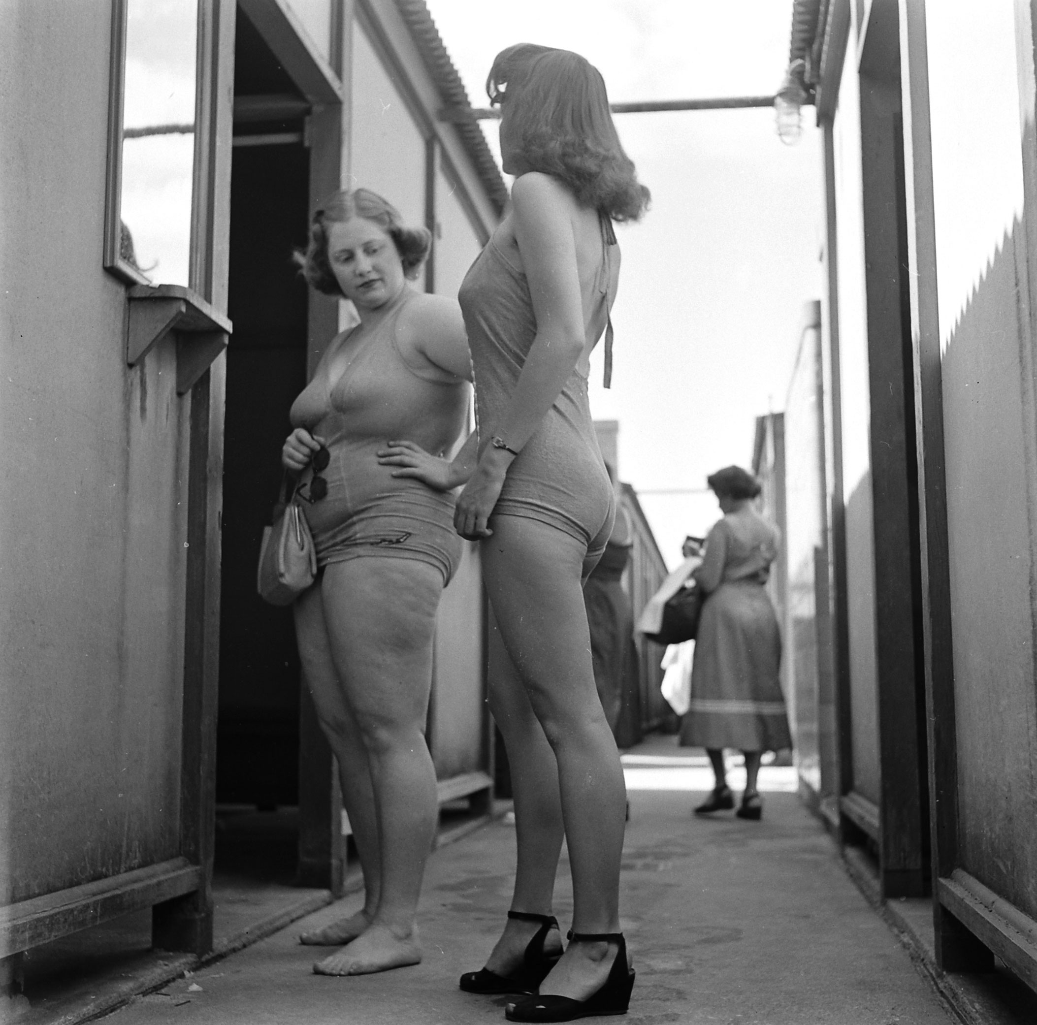 Dorothy Bradley (left), photographed for LIFE magazine article on obesity, 1949.