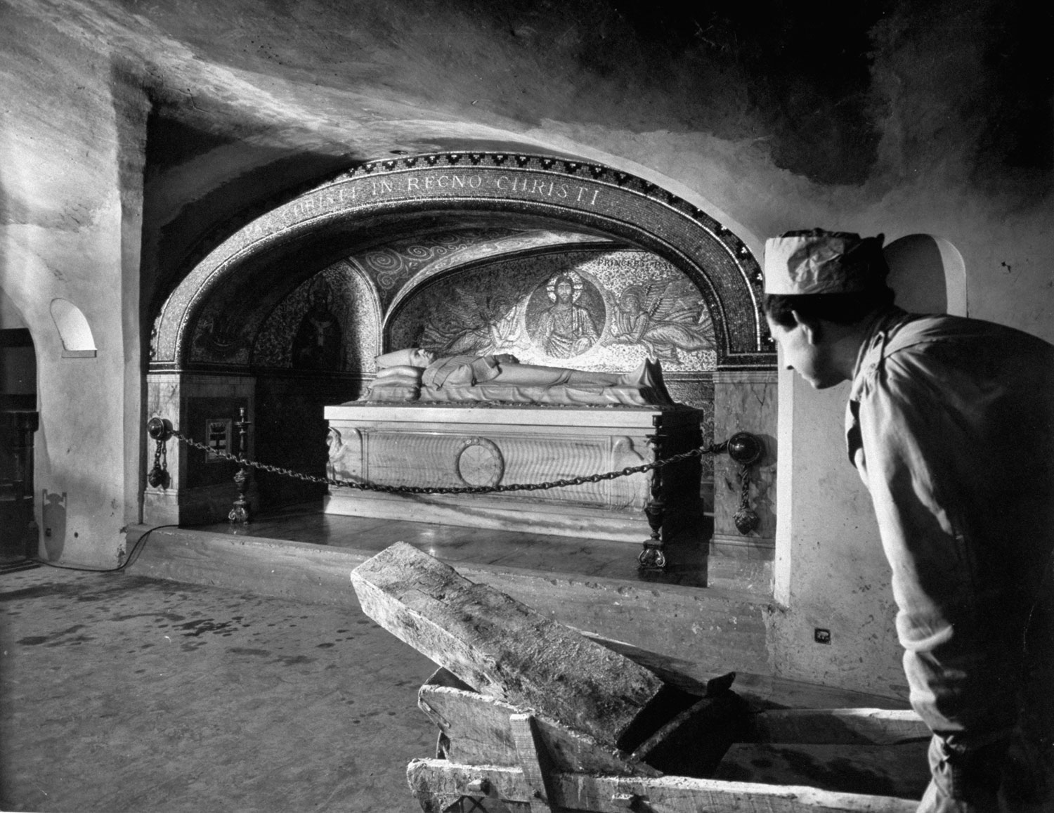 Pope Pius XI, whose desire to be buried below St. Peter's nave led to the historic excavations, lies in his stone sarcophagus in renovated upper grottoes.