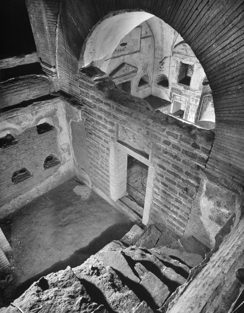 The oldest burial chamber found during the excavation beneath St. Peter's in Rome, 1950.