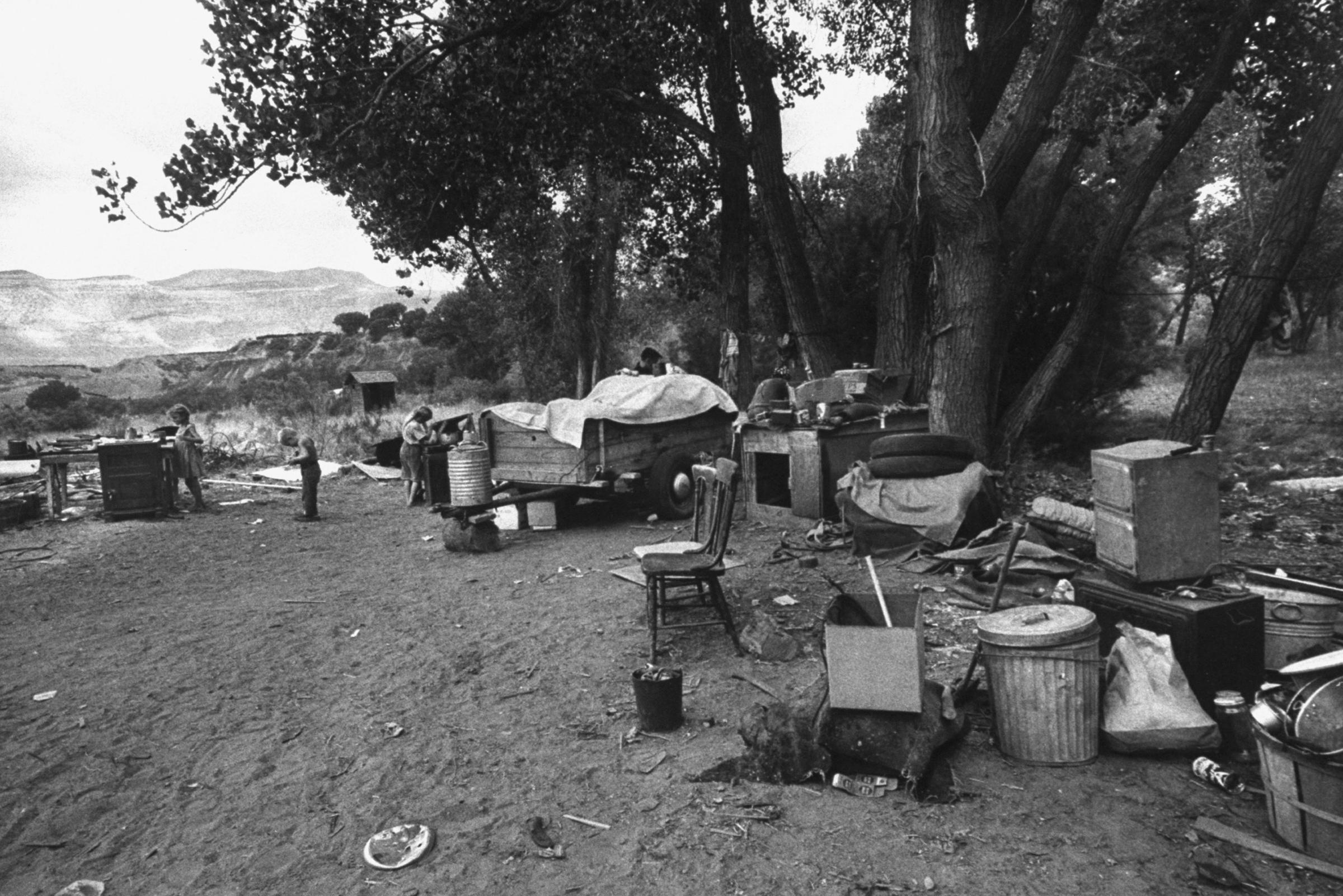 Squalid conditions for migrant farm workers and their families, California, 1959.