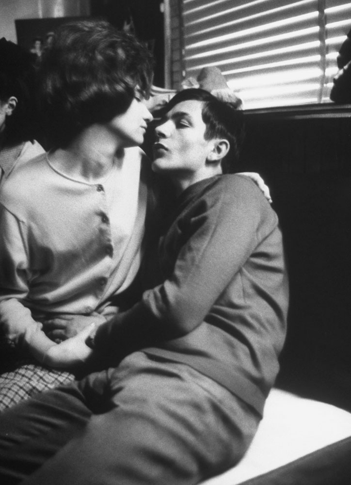 Couple embracing at Golfe Drouot dance hall, Paris, 1963.