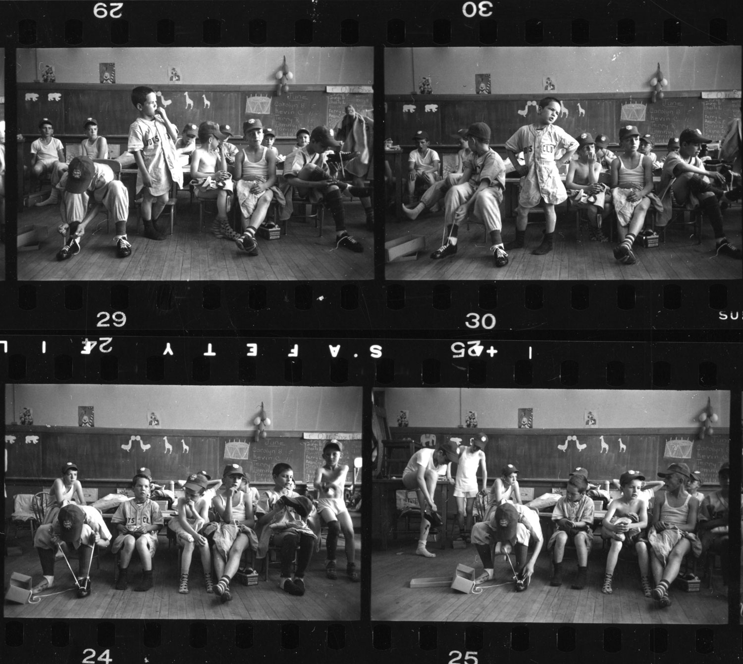 Contact sheet of images by LIFE photographer Yale Joel, 1954.