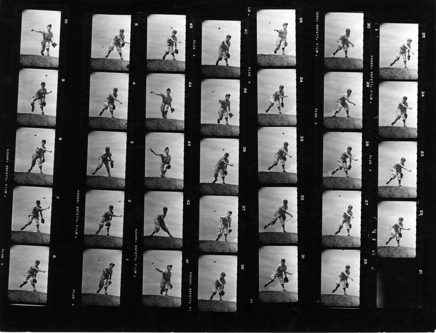 Contact sheet of images by LIFE photographer Yale Joel, 1954.