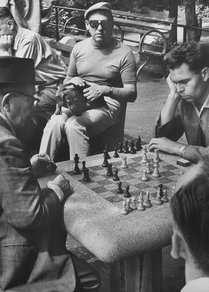 Chess players, Central Park, 1961.