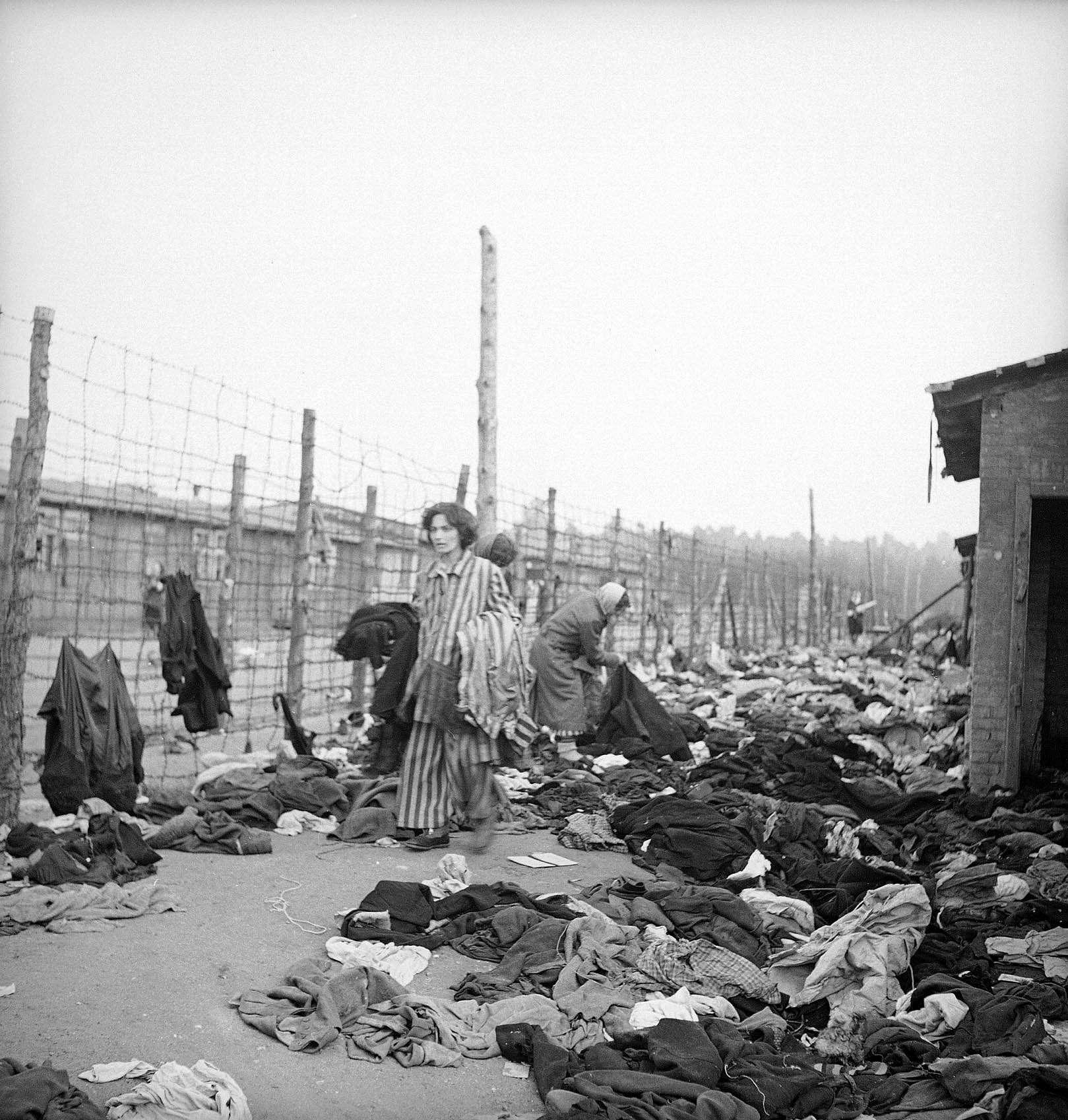 Prisoners at the newly liberated Bergen-Belsen, 1945.