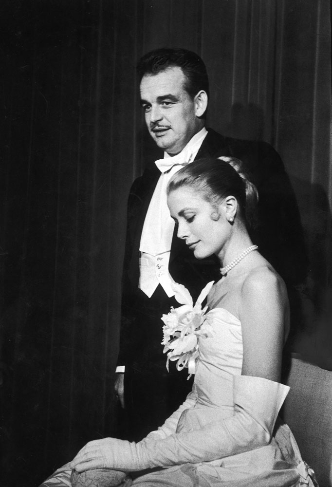 Grace Kelly and Prince Rainier at the Waldorf-Astoria Hotel in New York, the day after announcing their engagement, January 1956.