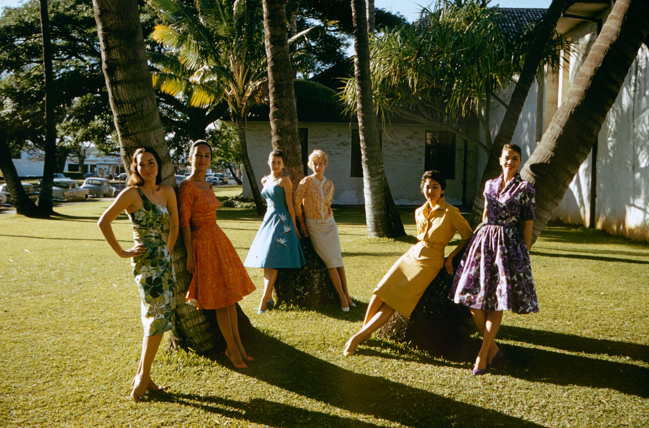 Hawaiian women pose, 1959.