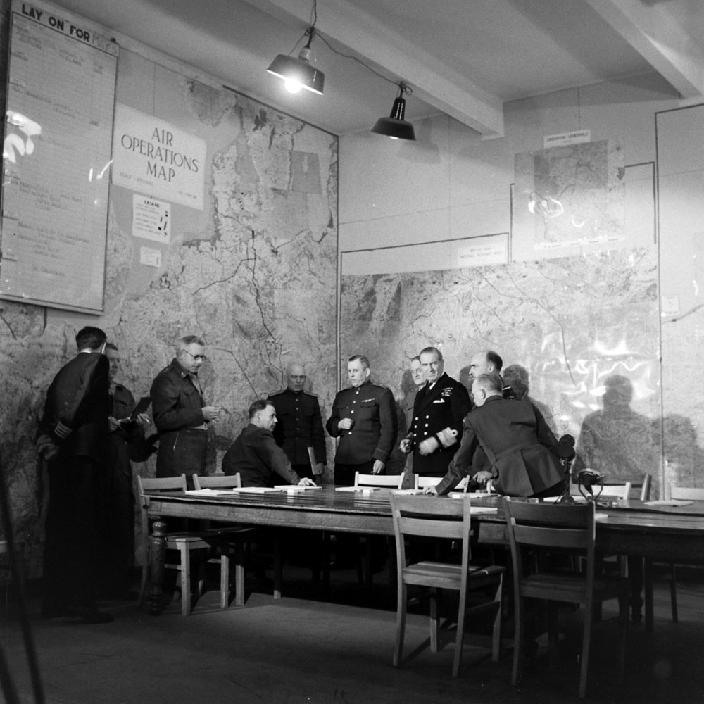 The room in the "little red schoolhouse" in Reims, France, where Germany signed the Instrument of Surrender that ended the Second World War in Europe, May 7, 1945.
