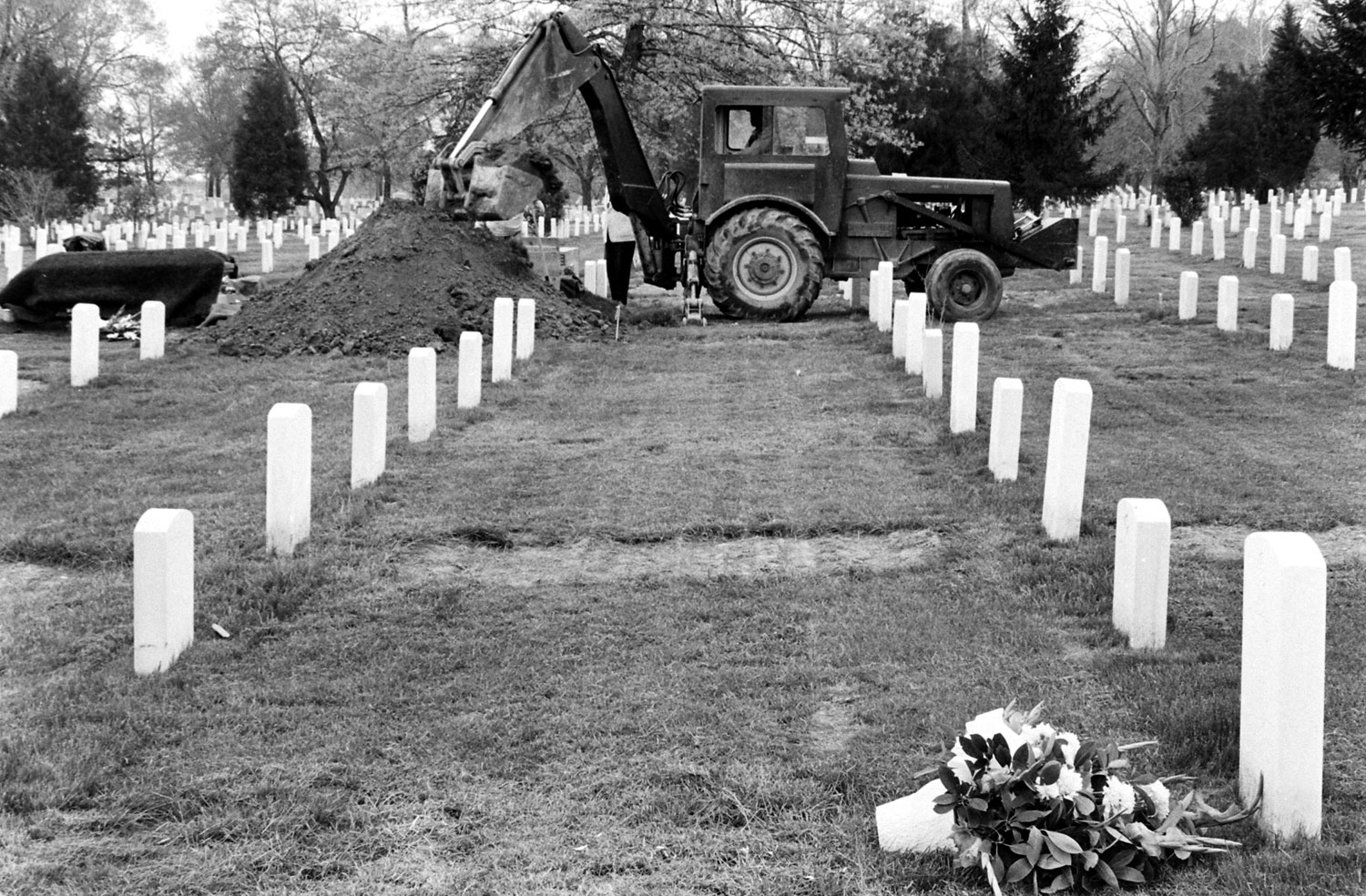 Digging a grave, Arlington National Cemetery, 1965.